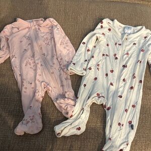 Floral and Cherry Kids Footie Set